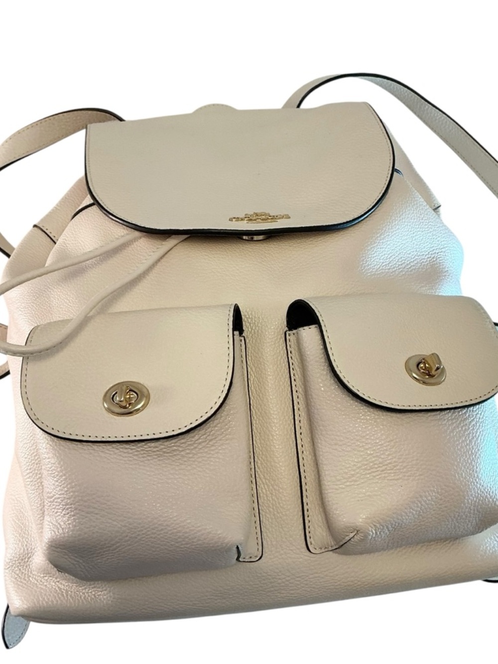 COACH Billie Backpack Pebbled Leather Chalk White Coach Bag Drawstring, Dust Bag - Picture 4 of 15